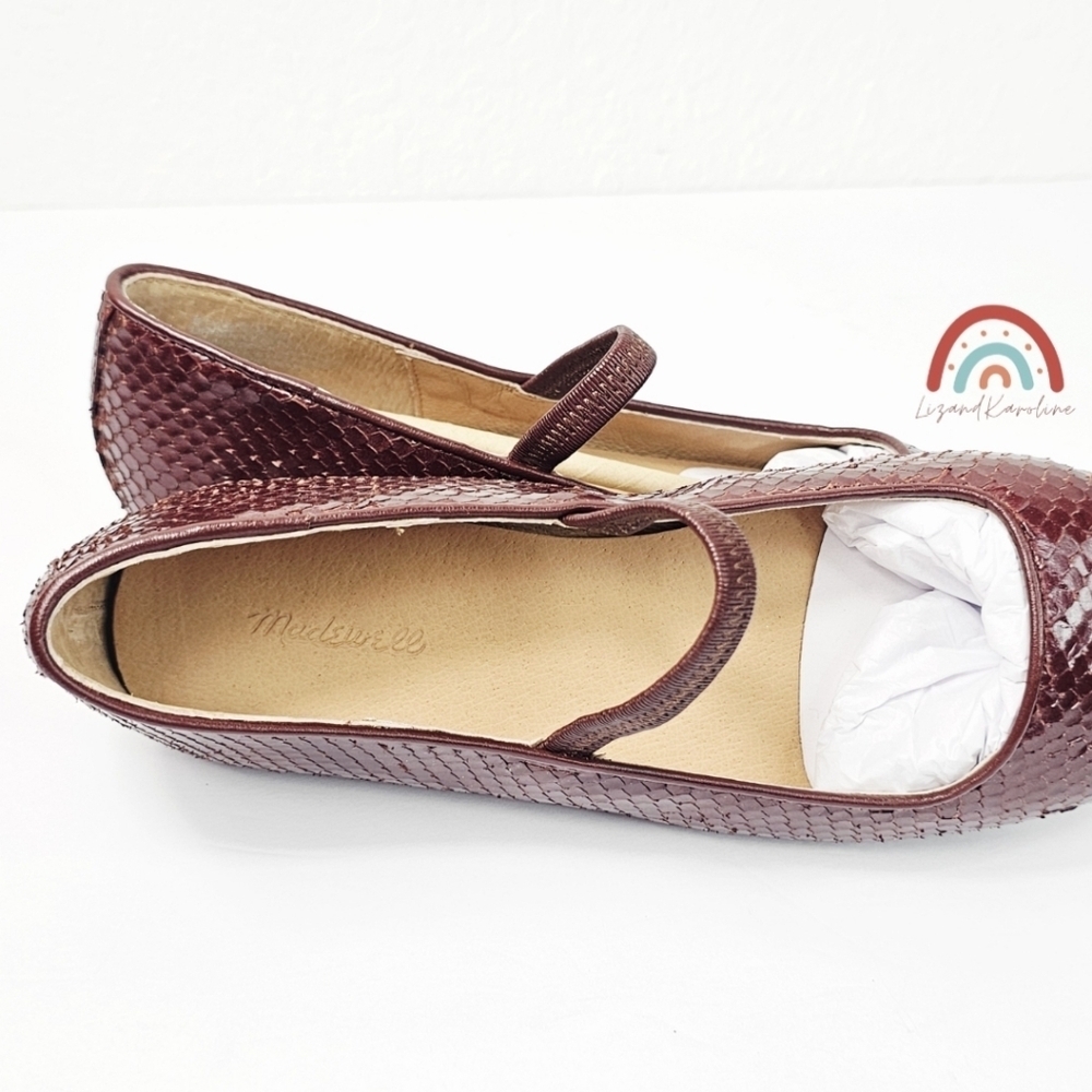 New! Madewell The Greta Ballet Flat in Leather Stained Rosewood Snakeskin 6.5 - Picture 13 of 16